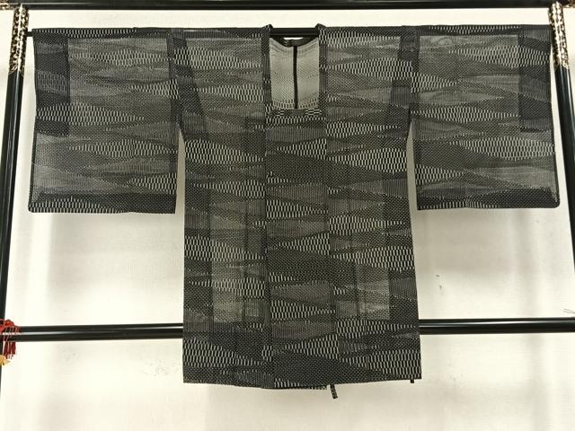 平和屋着物▽道行コート スリーシーズン 春夏秋 塵除け 幾何学文様 ロング丈 正絹 逸品 AABD0065fy