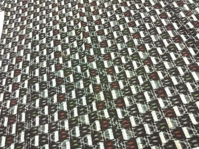 平和屋着物●久留米絣 単衣 市松文様 綿 逸品 AABD0066fy
