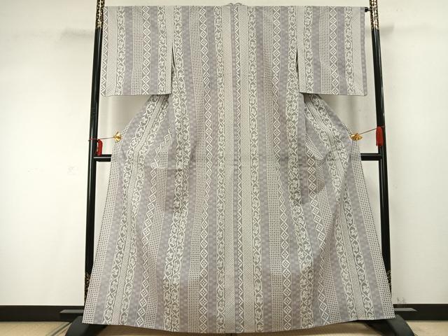 平和屋着物▽小紋 単衣 間道 洗える着物 AABD0081fy