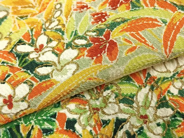 平和屋着物▽上質な小紋 単衣 手描き 草花文 暈し染め 正絹 逸品 AABD0084fy