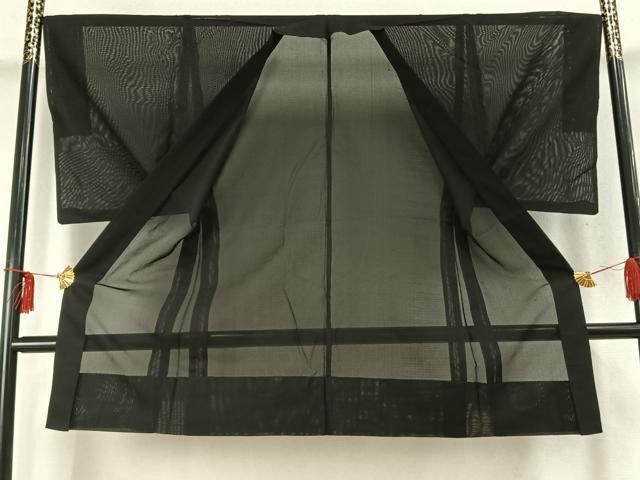 平和屋着物▽男性 長羽織 スリーシーズン 春夏秋 塵除け 黒地 正絹 逸品 AABD0086fy