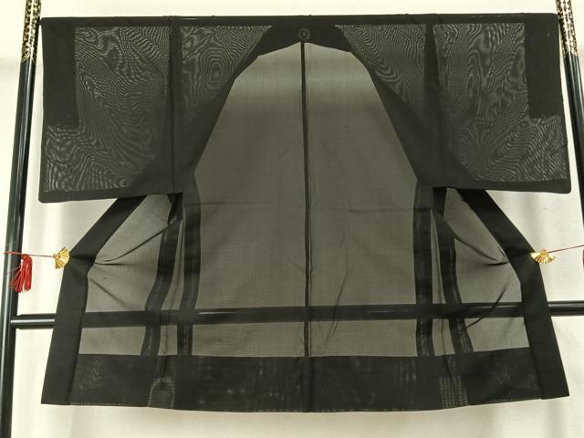 平和屋着物▽男性 長羽織 スリーシーズン 春夏秋 塵除け 黒地 正絹 逸品 AABD0086fy