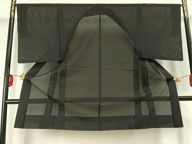 平和屋着物▽男性 長羽織 スリーシーズン 春夏秋 塵除け 黒地 正絹 逸品 AABD0088fy
