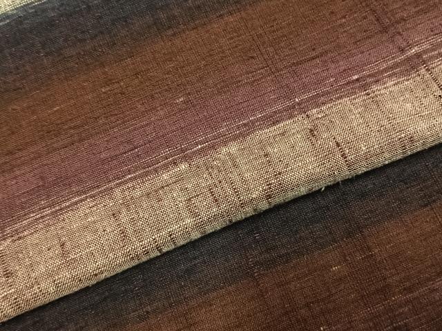 平和屋着物▽上質な紬 単衣 横段文 正絹 逸品 AABD0099fy
