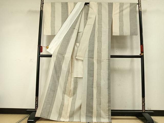 平和屋着物▽上質な紬 単衣 間道 正絹 逸品 AABD0105fy