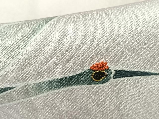 平和屋着物▽訪問着 単衣 刺繍 飛鳥文 金糸 正絹 逸品 AABD0127fy