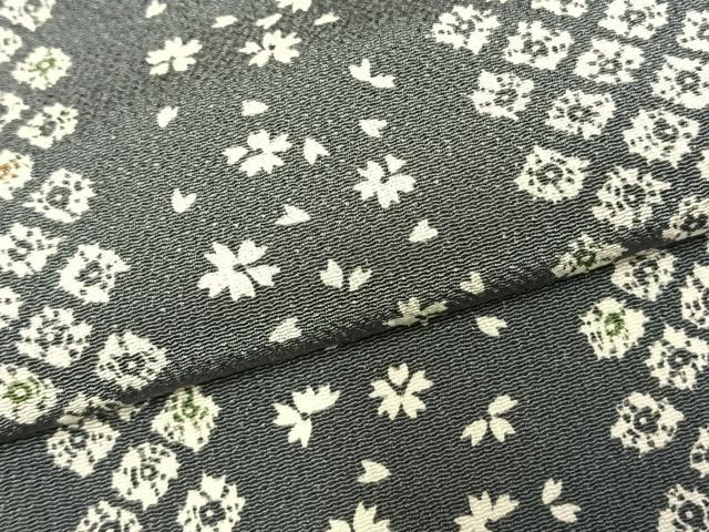 平和屋着物▽上質な小紋 単衣 間道 鬼しぼ縮緬 正絹 逸品 AABD0128fy