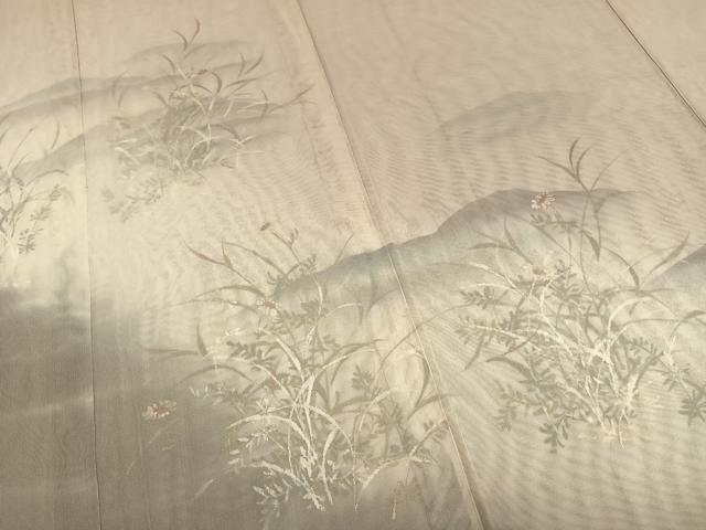 平和屋着物▽訪問着 無双 紗袷 紗×紗 手描き 風景花文 暈し染め 正絹 逸品 AABD0135fy