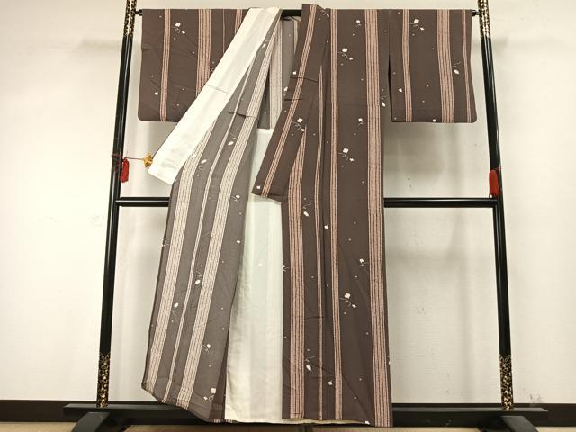 平和屋着物▽上質な小紋 単衣 駒 正絹 逸品 AABD0138fy