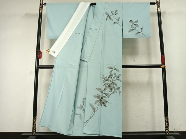 平和屋着物▽洗える最高級着物 <英>はなぶさ謹製 訪問着 単衣 手描き 南天文 洗える着物 AABD0140fy