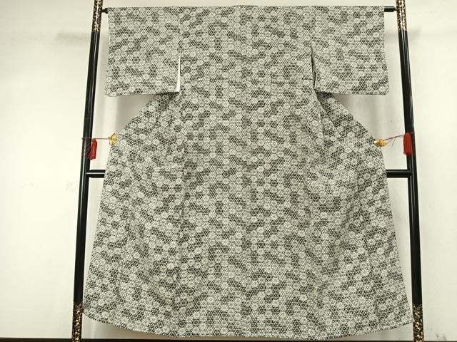 平和屋着物▽上質な小紋 単衣 麻の葉文様 正絹 逸品 AABD0144fy