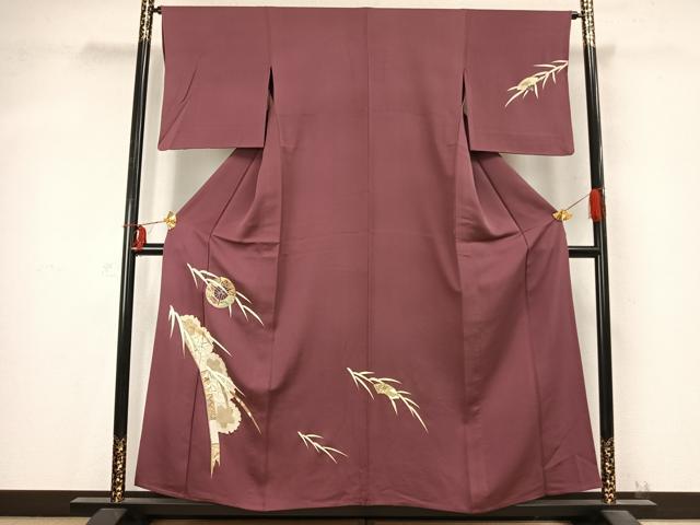 平和屋着物▽訪問着 単衣 駒刺繍 雪輪花文 金銀糸 金彩 やまと誂製 正絹 逸品 AABD0154fy