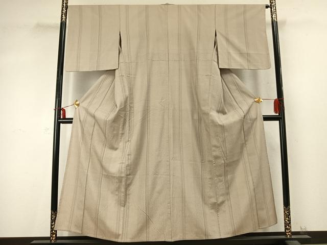平和屋着物▽上質な紬 単衣 間道 正絹 逸品 AABD0162fy