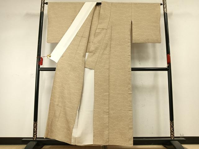 平和屋着物▽本塩沢 単衣 雲取り文 正絹 逸品 AABD0165fy