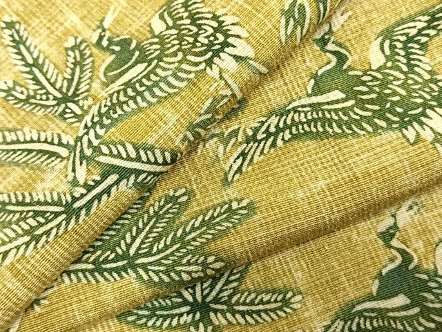 平和屋着物▽上質な小紋 単衣 型染め 花鳥文 正絹 逸品 AABD0168fy