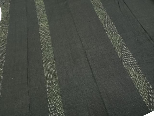 平和屋着物▽結城ちぢみ 単衣 80亀甲 間道 正絹 逸品 AABD0173fy