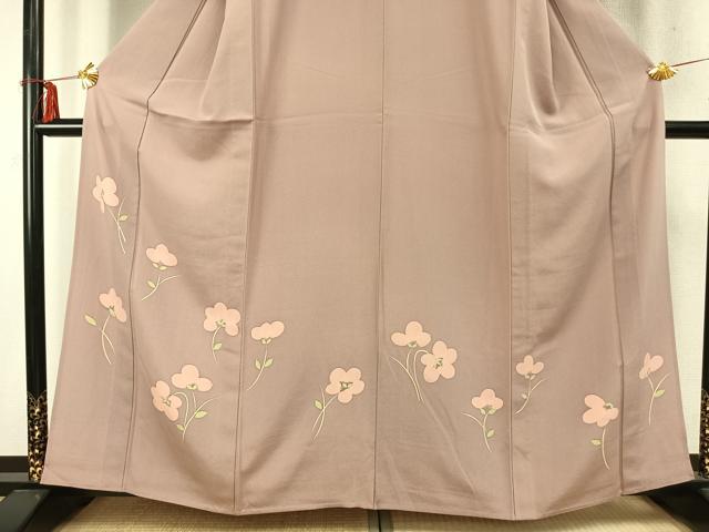 平和屋着物▽訪問着 単衣 草花文 正絹 逸品 AABD0180fy