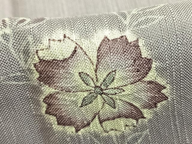 平和屋着物▽上質な紬 単衣 絞り 草花文 正絹 逸品 AABD0182fy