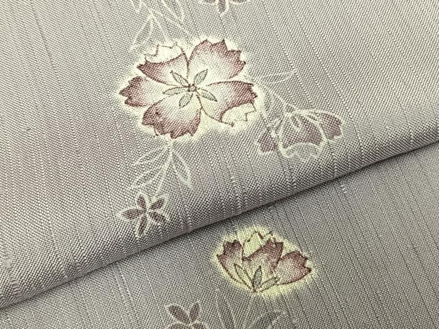 平和屋着物▽上質な紬 単衣 絞り 草花文 正絹 逸品 AABD0182fy
