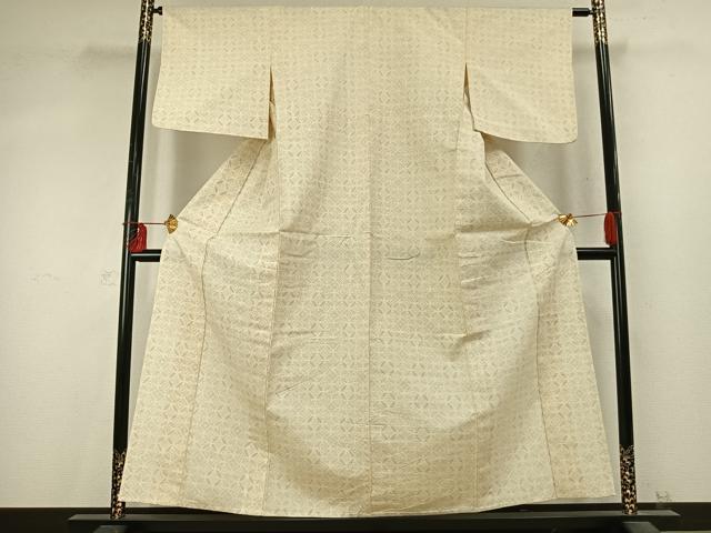 平和屋着物▽上質な紬 単衣 幾何学文様 正絹 逸品 AABD0185fy