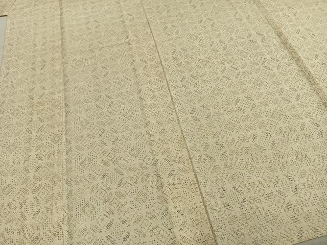 平和屋着物▽上質な紬 単衣 幾何学文様 正絹 逸品 AABD0185fy