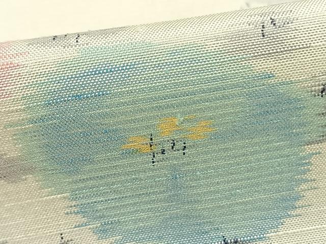 平和屋着物▽上質な紬 単衣 草花文 正絹 逸品 AABD0188fy