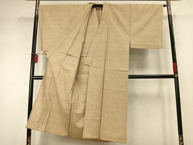 平和屋着物▽男性 本場結城紬 重要無形文化財 単衣 色無地 枯色 正絹 逸品 未使用 AABD0199fy