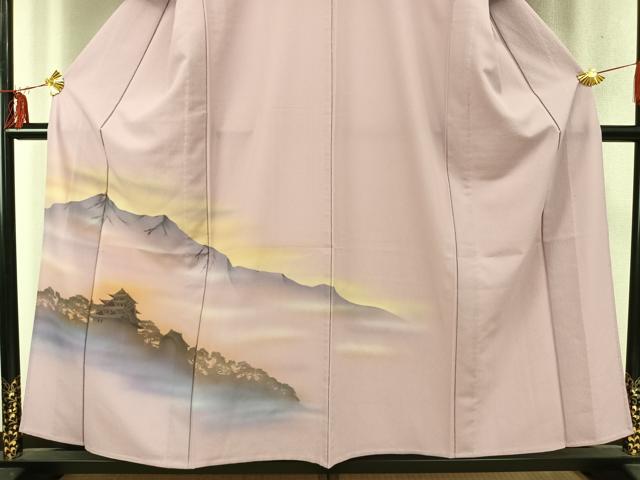 平和屋着物▽訪問着 単衣 風景文 暈し染め 洗える着物 AABD0205fy