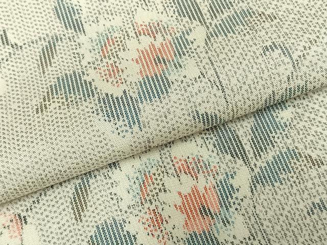 平和屋着物▽上質な紬 単衣 花唐草文 正絹 逸品 AABD0238fy