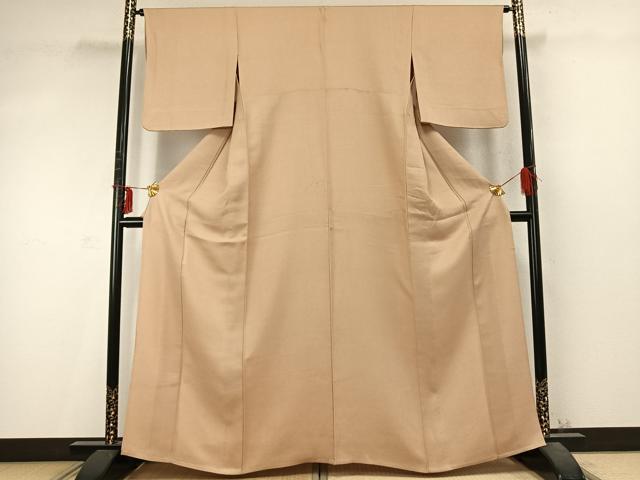 平和屋着物▽上質な色無地 単衣 香色 正絹 逸品 AABD0241fy