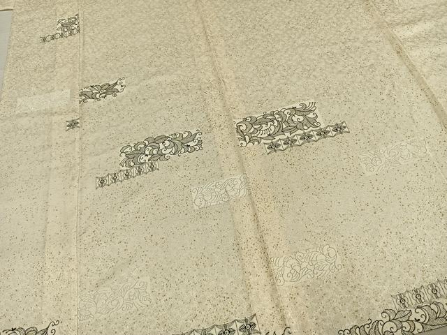 平和屋着物▽上質な小紋 単衣 色紙唐草文 金銀彩 正絹 逸品 AABD0246fy