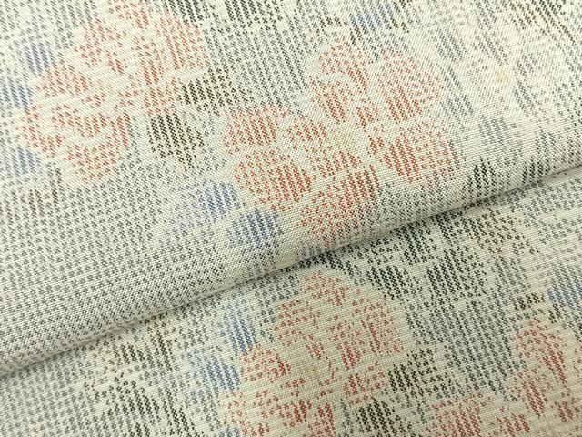 平和屋着物▽上質な紬 単衣 草花文 正絹 逸品 AABD0248fy
