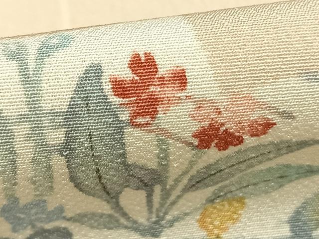 平和屋着物▽小紋 単衣 色紙草花文 洗える着物 AABD0253fy