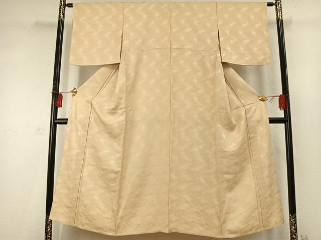平和屋着物▽上質な色無地 単衣 雲取り地紋 蜂蜜色 正絹 逸品 AABD0255fy