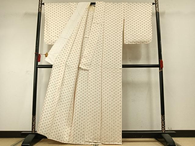 平和屋着物▽上質な小紋 単衣 絞り 麻の葉文様 正絹 逸品 AABD0259fy