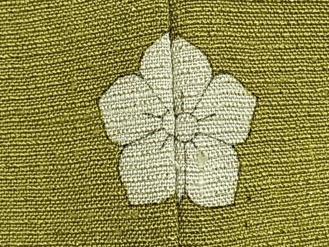 平和屋着物▽上質な紬 単衣 色無地 抹茶色 金通し地 正絹 逸品 AABD0278fy