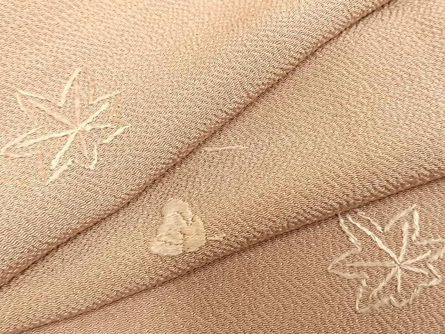 平和屋着物▽訪問着 単衣 総刺繍 舞花文 鬼しぼ縮緬 正絹 逸品 AABD0285fy