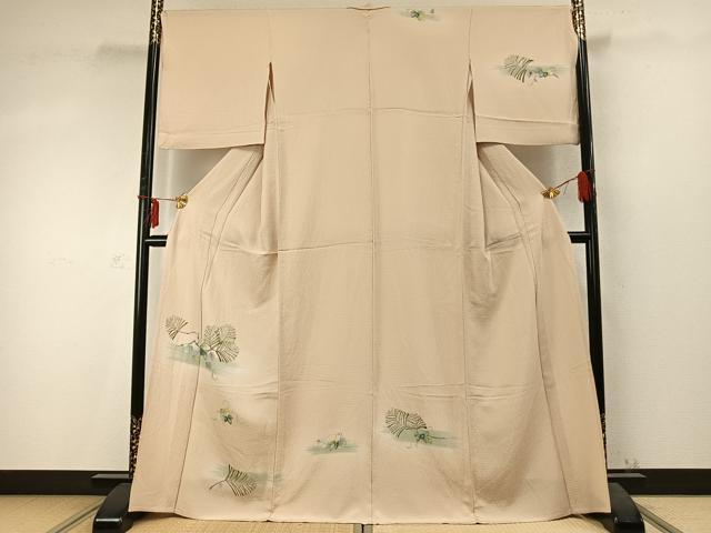 平和屋着物▽訪問着 単衣 手描き 蔦の葉枝花文 暈し染め 正絹 逸品 AABD0331fy