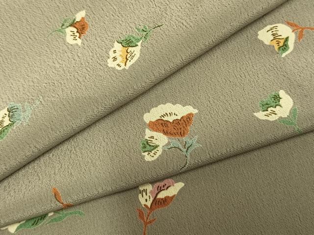 平和屋着物▽上質な小紋 単衣 草花文 正絹 逸品 AABD0337fy