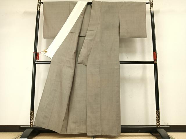 平和屋着物▽越後小千谷紬 単衣 霞文 証紙付き 正絹 逸品 AABD0339fy