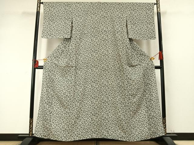 平和屋着物▽上質な小紋 単衣 花唐草文 正絹 逸品 AABD0340fy