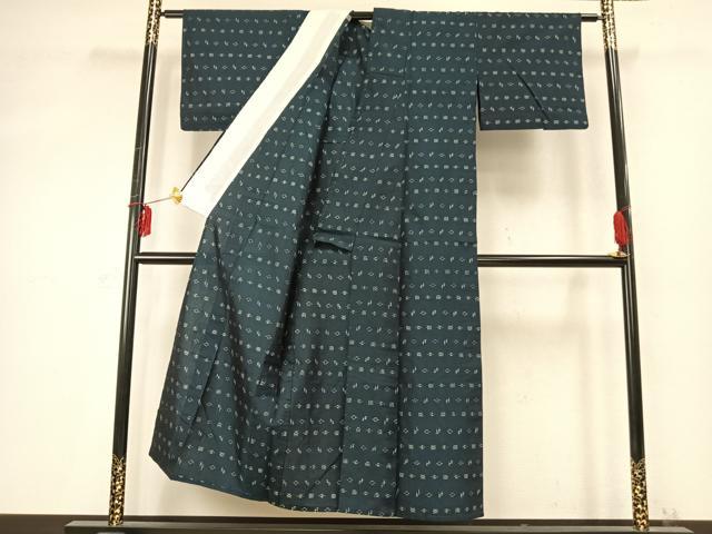 平和屋着物▽本場琉球絣 単衣 正絹 逸品 AABD0350fy