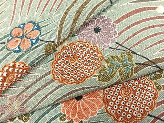平和屋着物▽小紋 単衣 枝花文 洗える着物 AABD0354fy