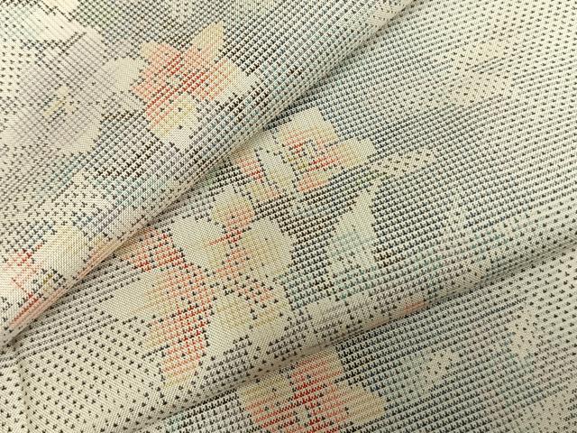 平和屋着物▽本場大島紬 白大島 単衣 草花間道 暈し染め 正絹 逸品 AABD0361fy