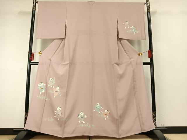平和屋着物▽訪問着 単衣 人物文 正絹 逸品 AABD0363fy