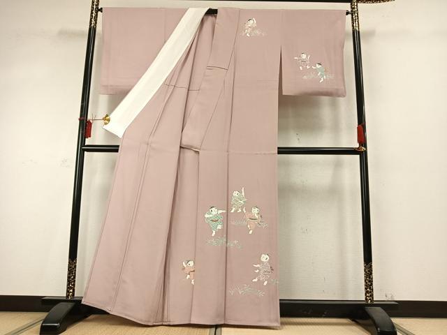 平和屋着物▽訪問着 単衣 人物文 正絹 逸品 AABD0363fy