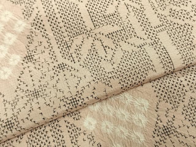 平和屋着物▽上質な紬 単衣 絞り 吉祥文 反端付き 正絹 逸品 AABD0386fy
