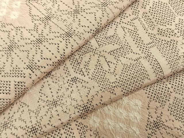 平和屋着物▽上質な紬 単衣 絞り 吉祥文 反端付き 正絹 逸品 AABD0386fy