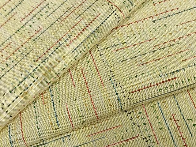 平和屋着物▽上質な紬 単衣 変わり市松文様 正絹 逸品 AABD0395fy