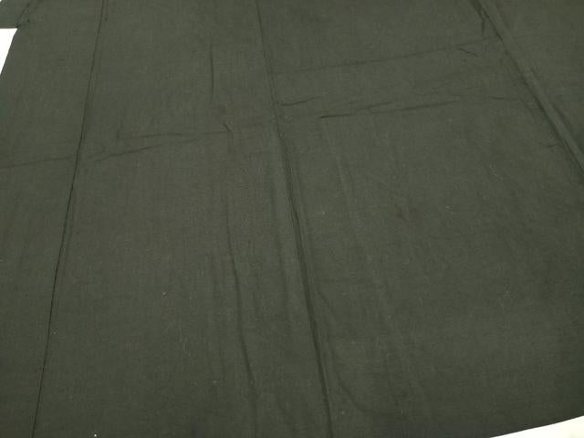 平和屋着物▽男性 黒紋付 単衣 紬地 正絹 逸品 AABD0396fy